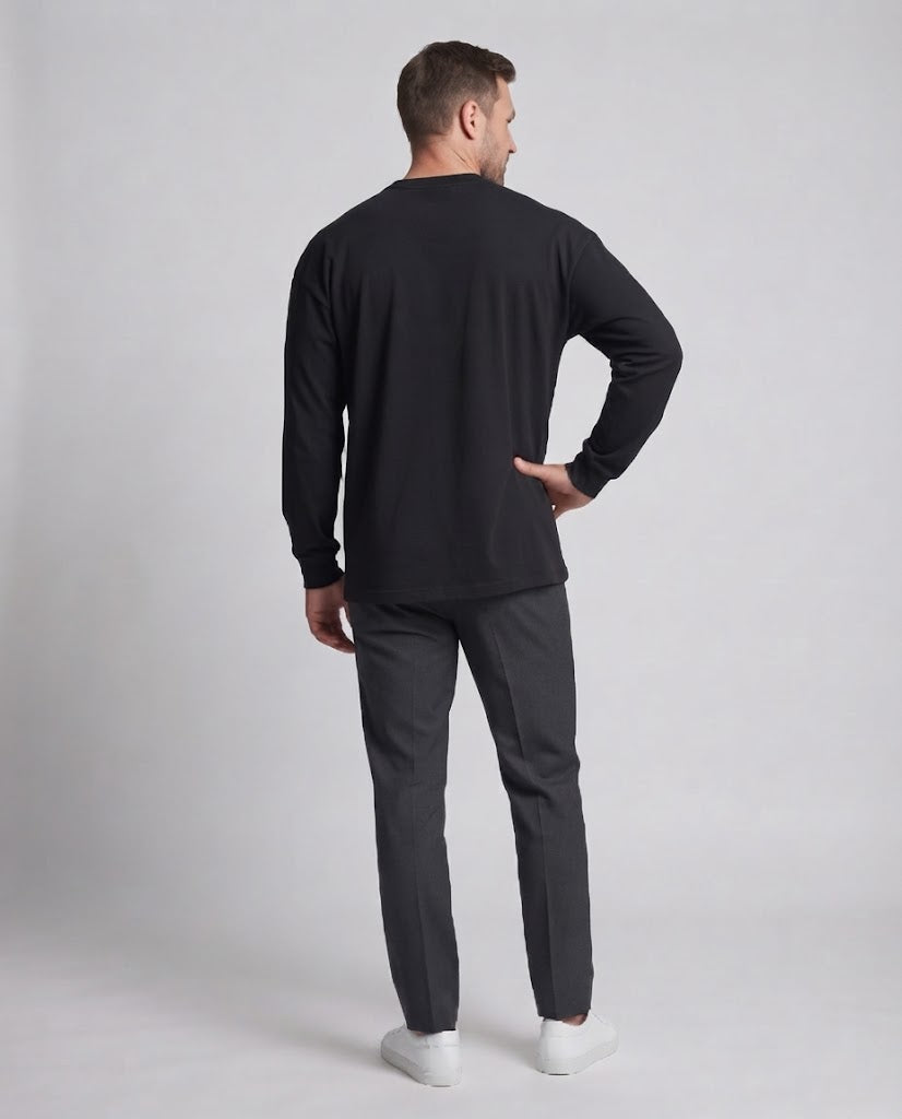 Unisex Oversized Long Sleeve Basic Shirt made of Organic Cotton with Round Neck Mune Fashion