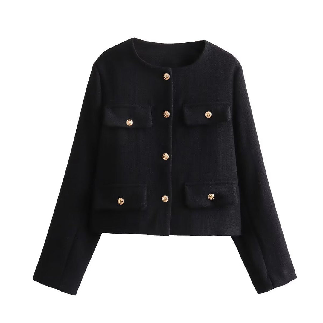 Mune | Neck Solid Color Single-Breasted Jacket