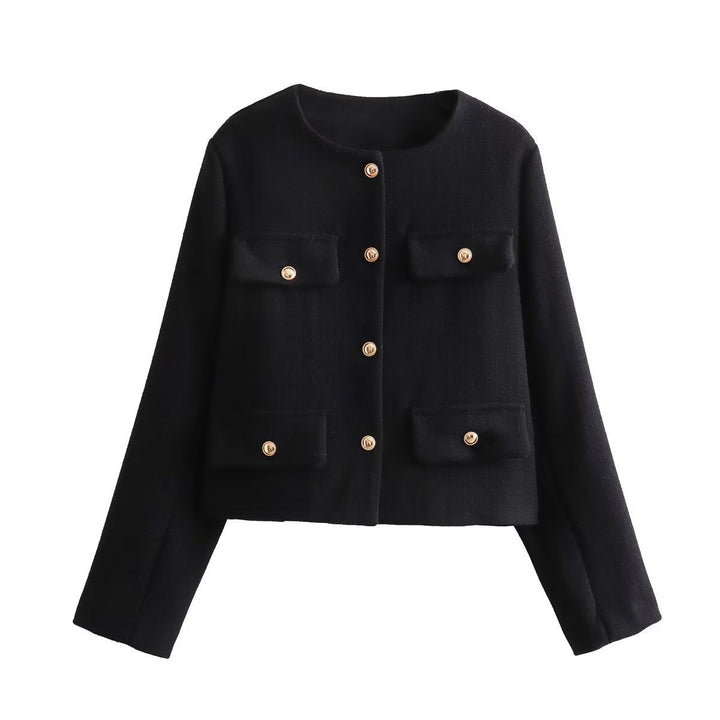 Mune | Neck Solid Color Single-Breasted Jacket