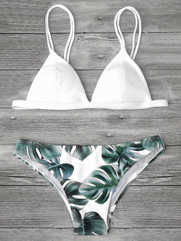 Ladies triangle bikini with trendy leaf pattern Mune Fashion