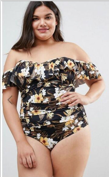Women's Off-Shoulder One-Piece Swimsuit with Ruffle Details Mune Fashion