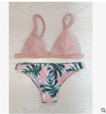 Ladies triangle bikini with trendy leaf pattern Mune Fashion