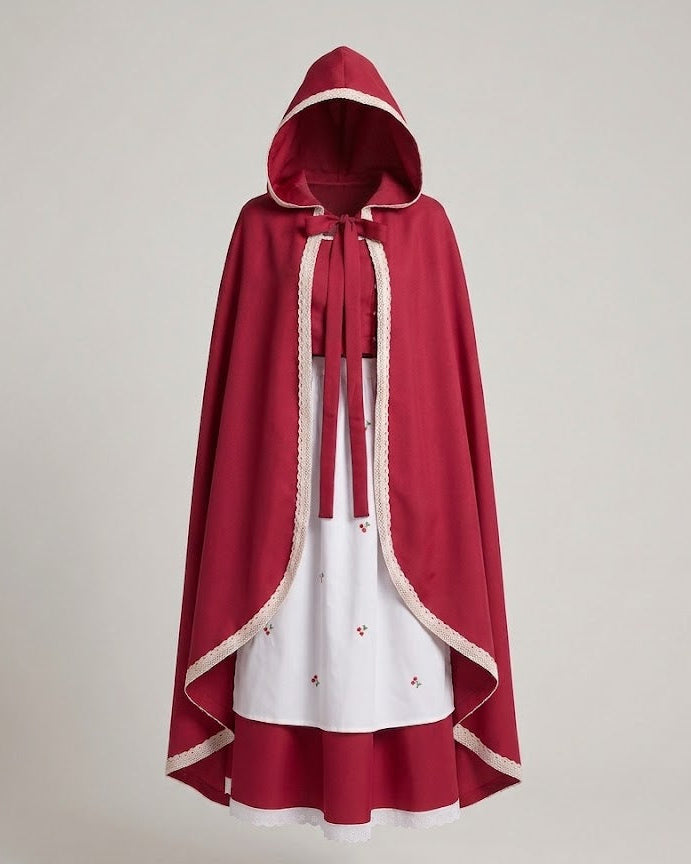 Women's Enchanting Little Red Riding Hood Costume with Hood and Elegant Tulle Skirt Mune Fashion