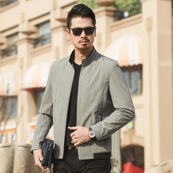 Men's Ultralight Travel Transition Jacket with Stand-Up Collar and Wrinkle-Resistant Performance Fabric
