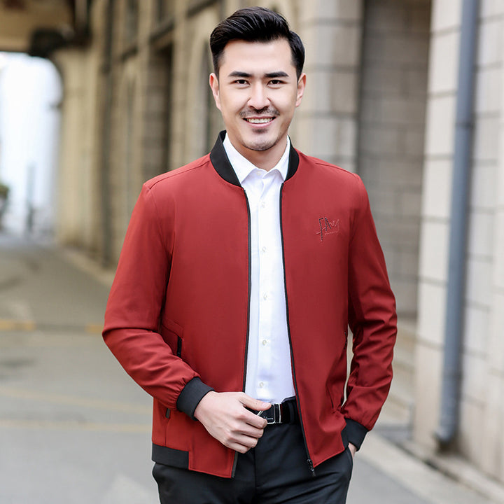 Men's lightweight tailored bomber jacket with stand-up collar and zipper Mune Fashion