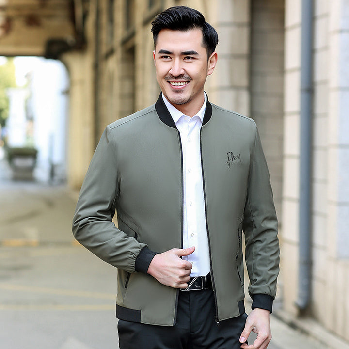 Men's lightweight tailored bomber jacket with stand-up collar and zipper Mune Fashion
