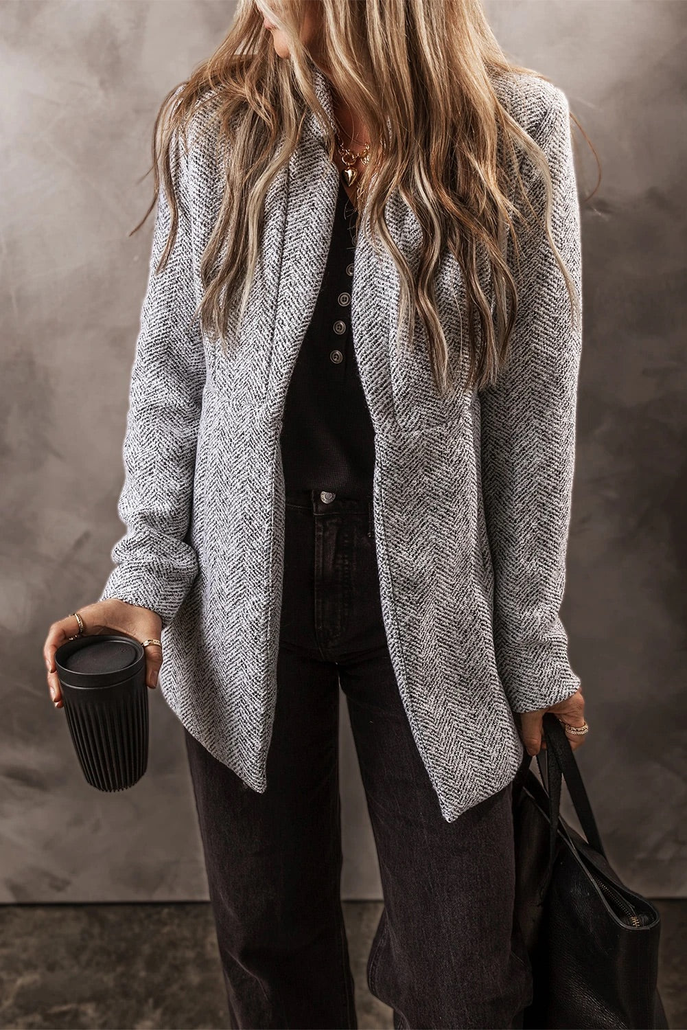 Mune | Gray Lapel Collar Jacket with Pockets