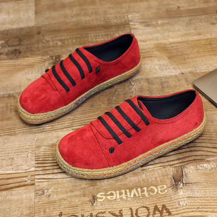 Women's low sneaker espadrille with suede look, elastic laces and braided jute sole Mune Fashion