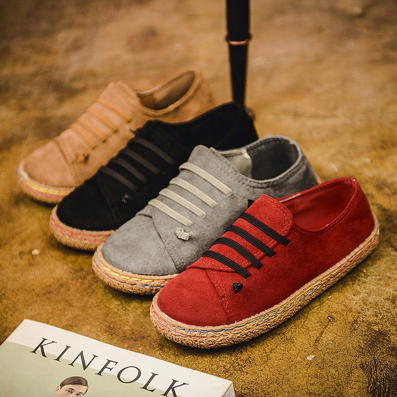 Women's low sneaker espadrille with suede look, elastic laces and braided jute sole Mune Fashion
