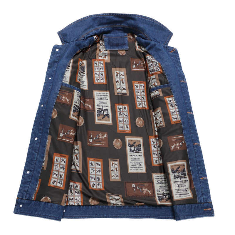Men's denim jacket in vintage look with contrasting inner lining and chest pockets Mune Fashion