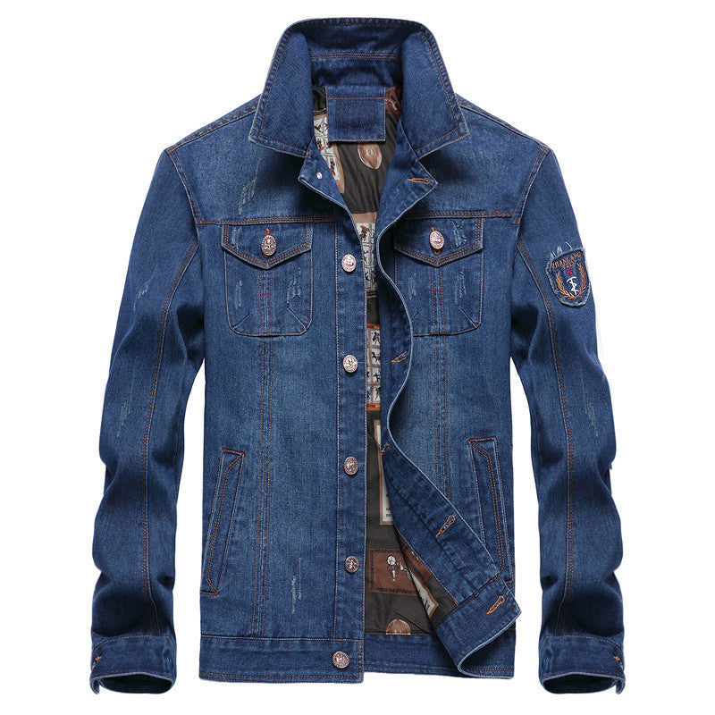 Men's denim jacket in vintage look with contrasting inner lining and chest pockets Mune Fashion
