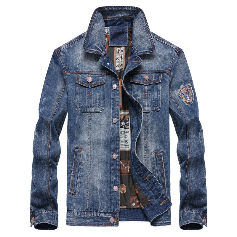 Men's denim jacket in vintage look with contrasting inner lining and chest pockets Mune Fashion