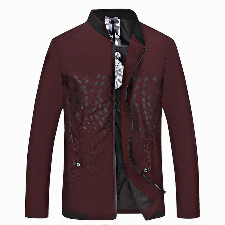 Men's Lightweight Bomber Jacket with Structured Front and Stand-up Collar Mune Fashion