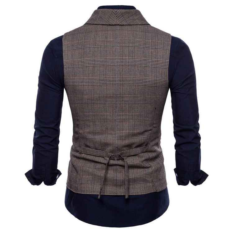 Men's tailored double-breasted suit vest in Prince of Wales check Mune Fashion