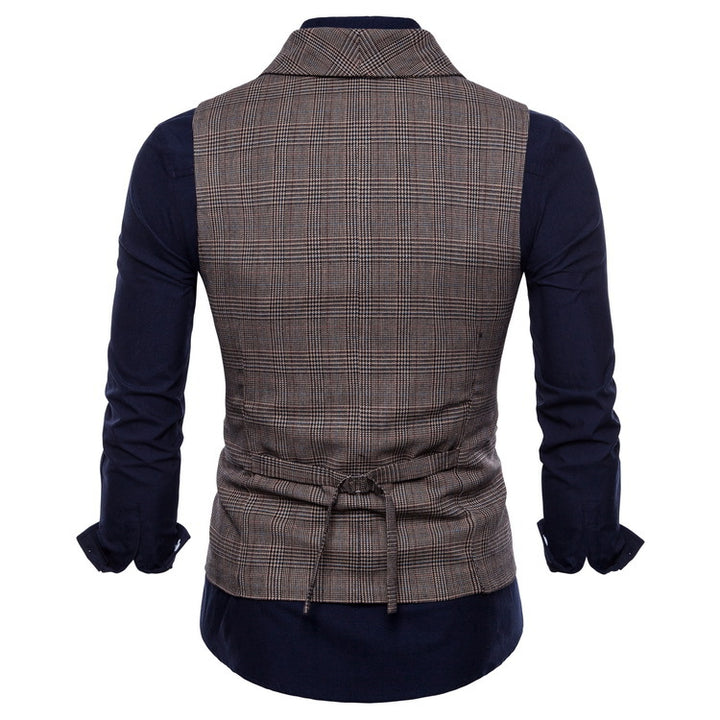Men's tailored double-breasted suit vest in Prince of Wales check Mune Fashion