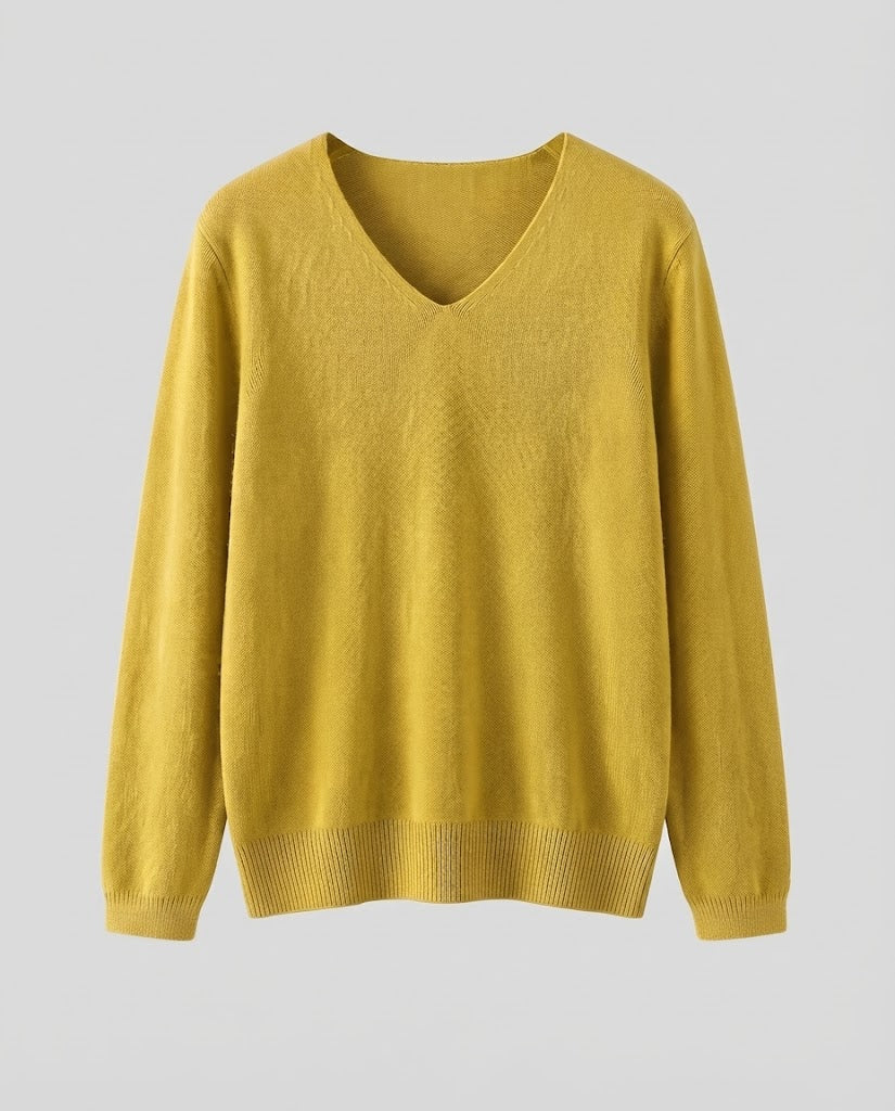 Women Fine Knit V-Neck Sweater made of Cozy Angora Mix Mune Fashion