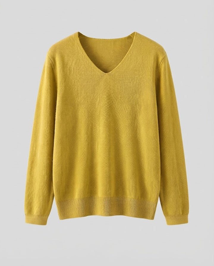 Women Fine Knit V-Neck Sweater made of Cozy Angora Mix Mune Fashion