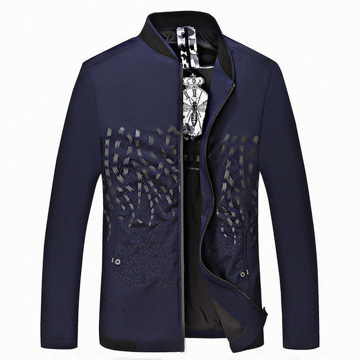Men's Lightweight Bomber Jacket with Structured Front and Stand-up Collar Mune Fashion