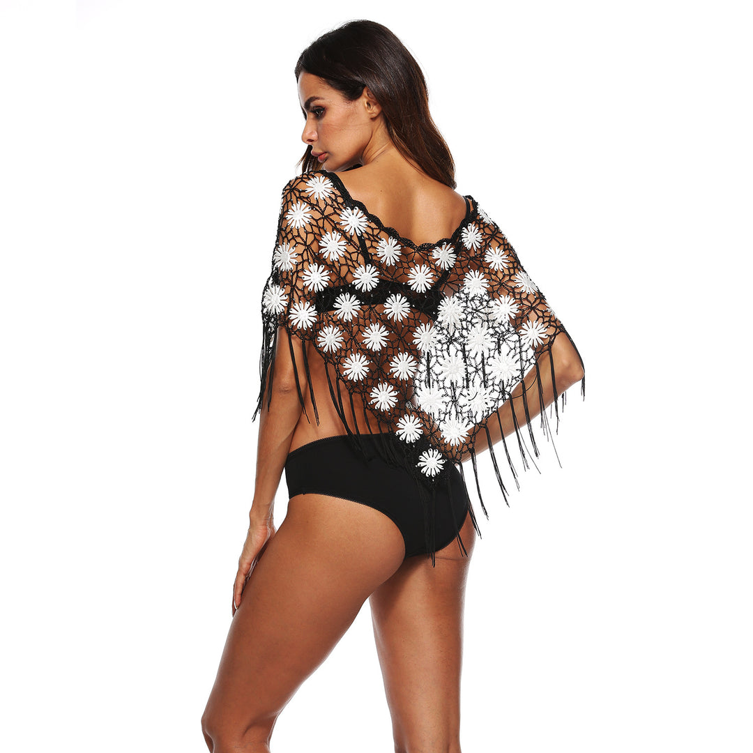 Women’s Crochet Beach Cover-Up with Fringes Mune Fashion