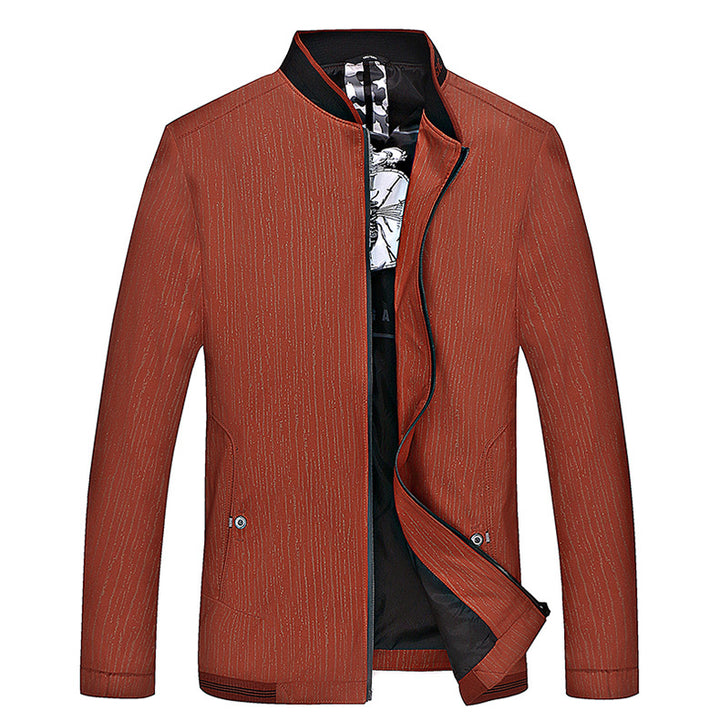 Men's urban blouson jacket with fine vertical structure, stand collar and concealed zipper Mune Fashion