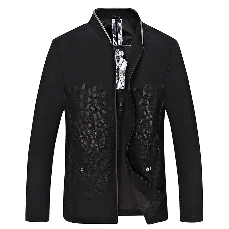 Men's Lightweight Bomber Jacket with Structured Front and Stand-up Collar Mune Fashion