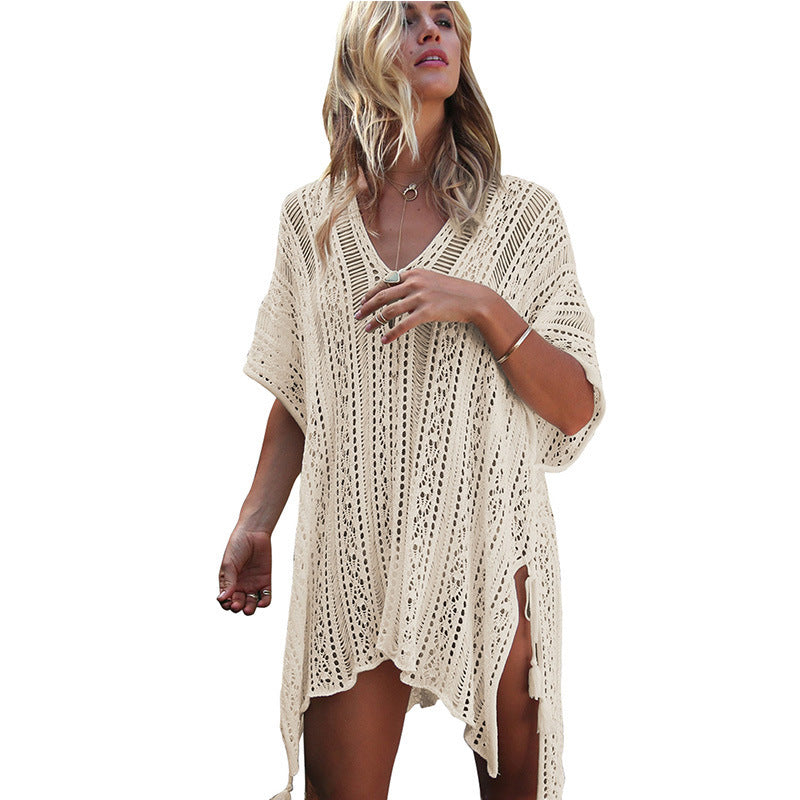 Women casual crochet kaftan with stylish V-neck Mune Fashion