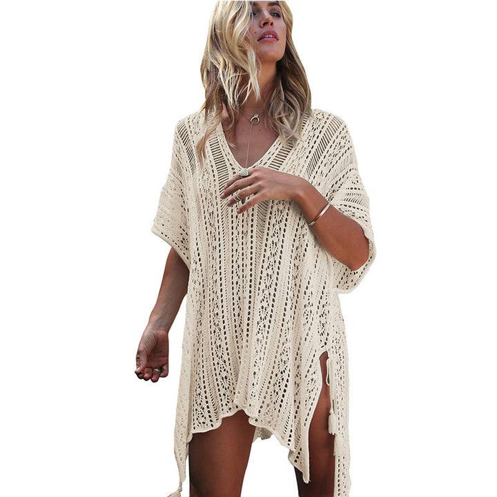 Women casual crochet kaftan with stylish V-neck Mune Fashion