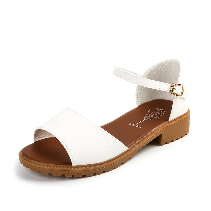 Ladies' velour-look sandal with closed heel, adjustable ankle strap, and profiled rubber sole heel Mune Fashion