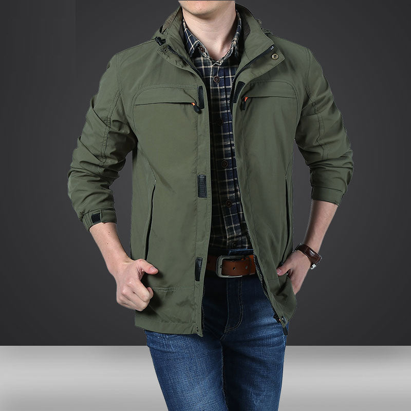 Men's lightweight hooded utility jacket with wind protection and multiple pockets Mune Fashion