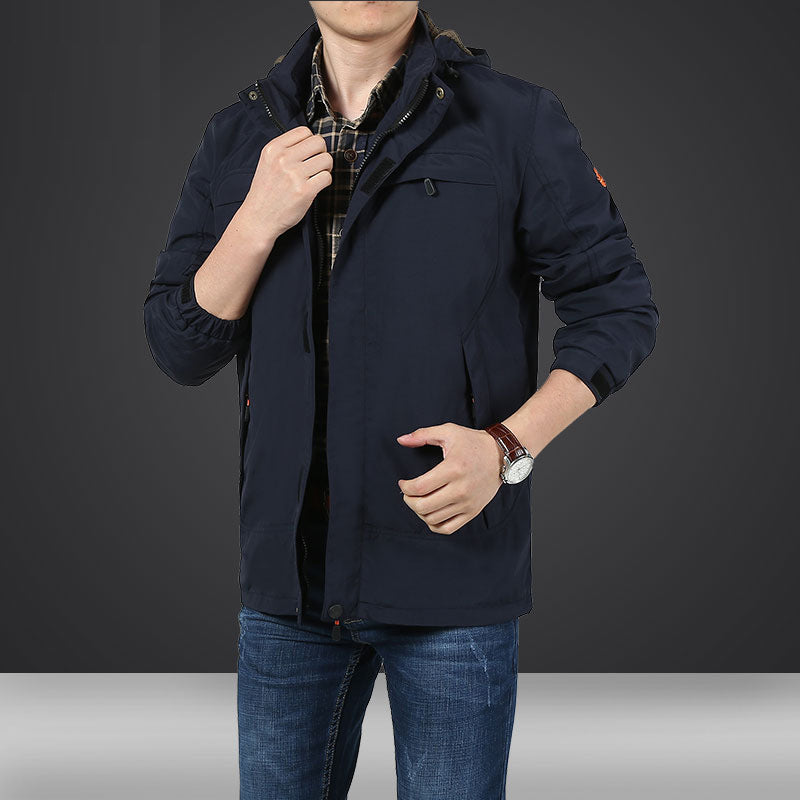 Men's lightweight hooded utility jacket with wind protection and multiple pockets Mune Fashion