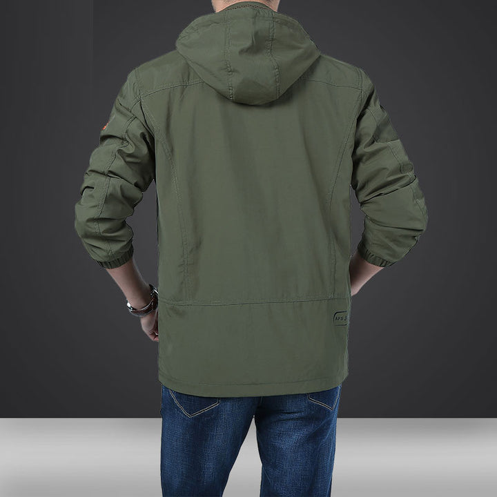 Men's lightweight hooded utility jacket with wind protection and multiple pockets Mune Fashion