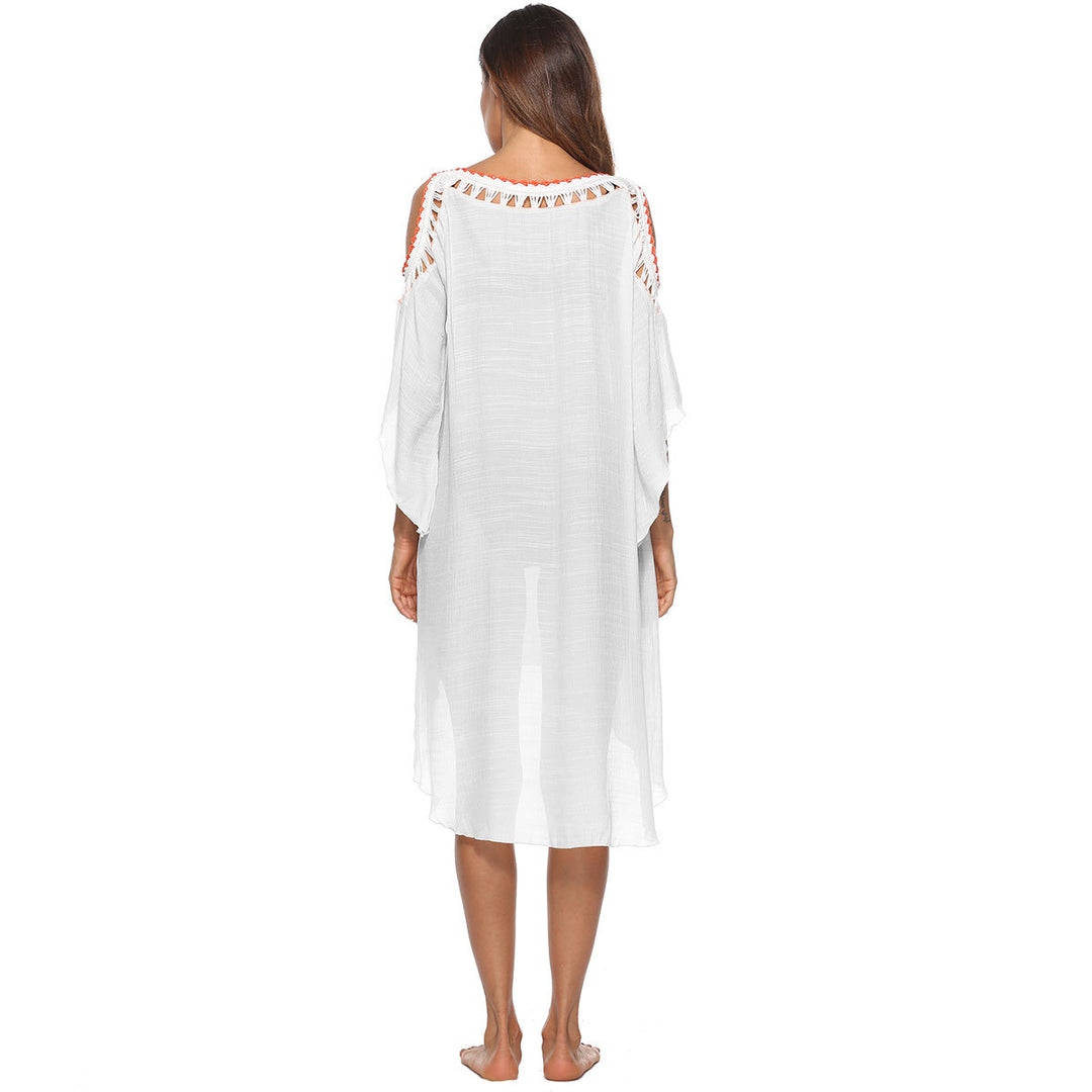 Women's elegant beach cover-up with unique crochet decoration Mune Fashion