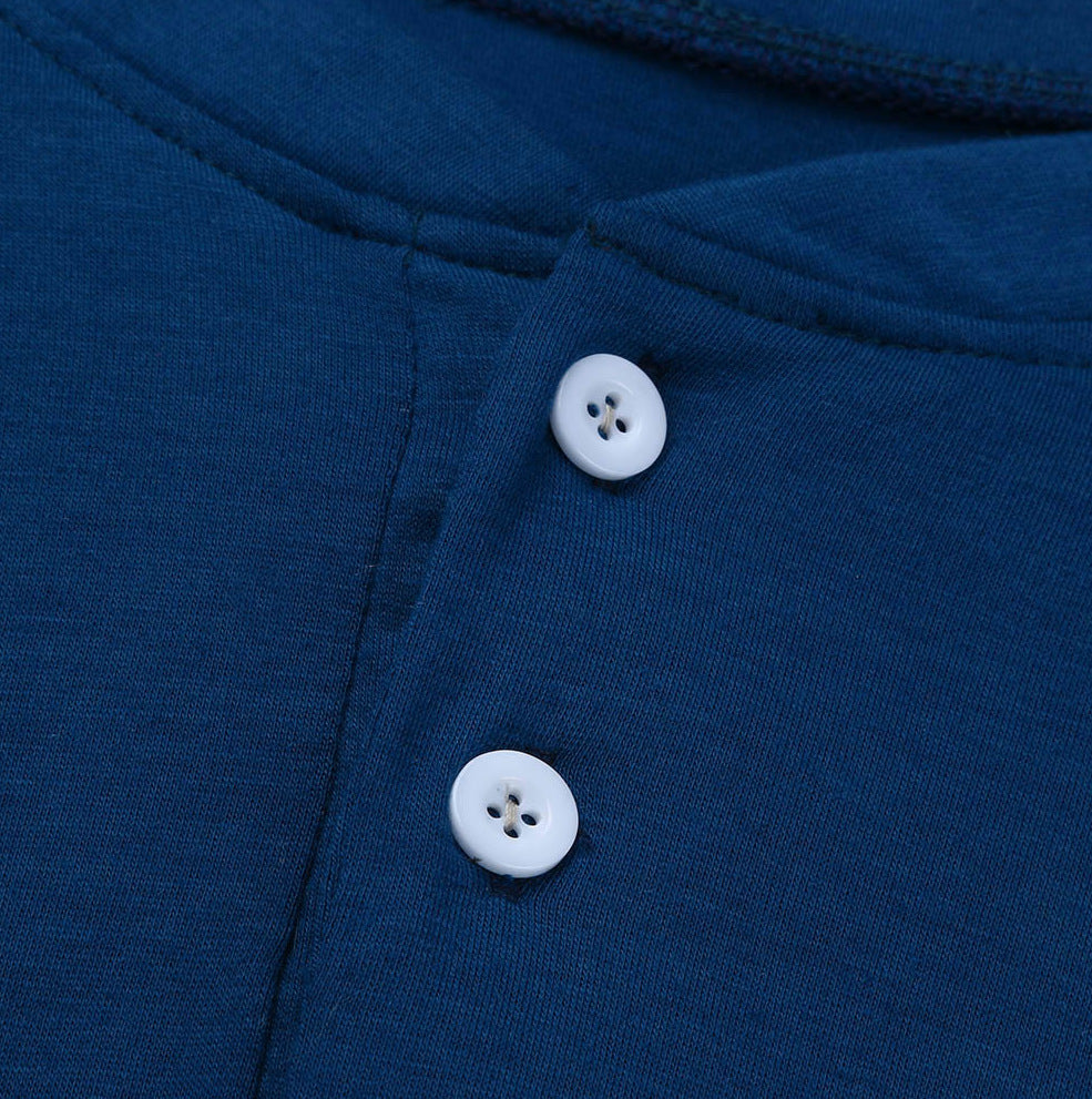 Men's Long Sleeve Henley Shirt with Crew Neck and Decorative Button Placket Mune Fashion