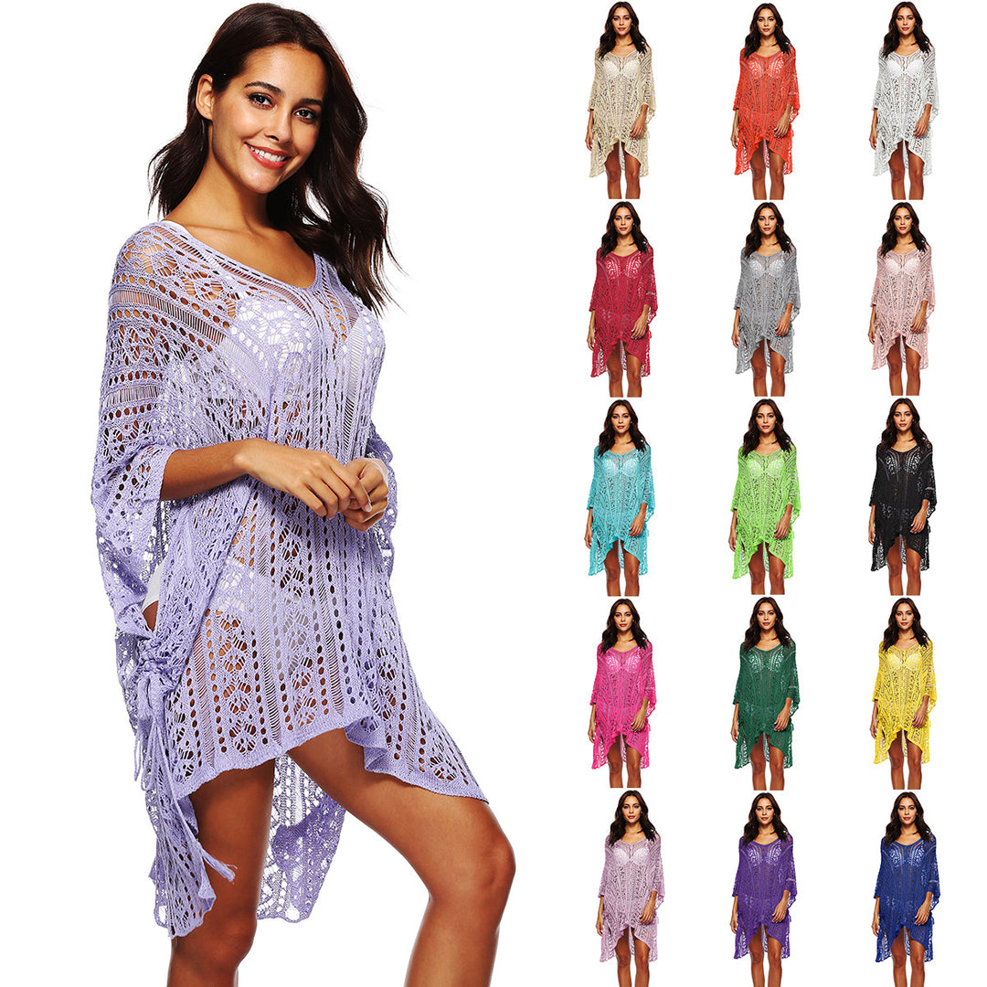 Women casual crochet kaftan with stylish V-neck Mune Fashion