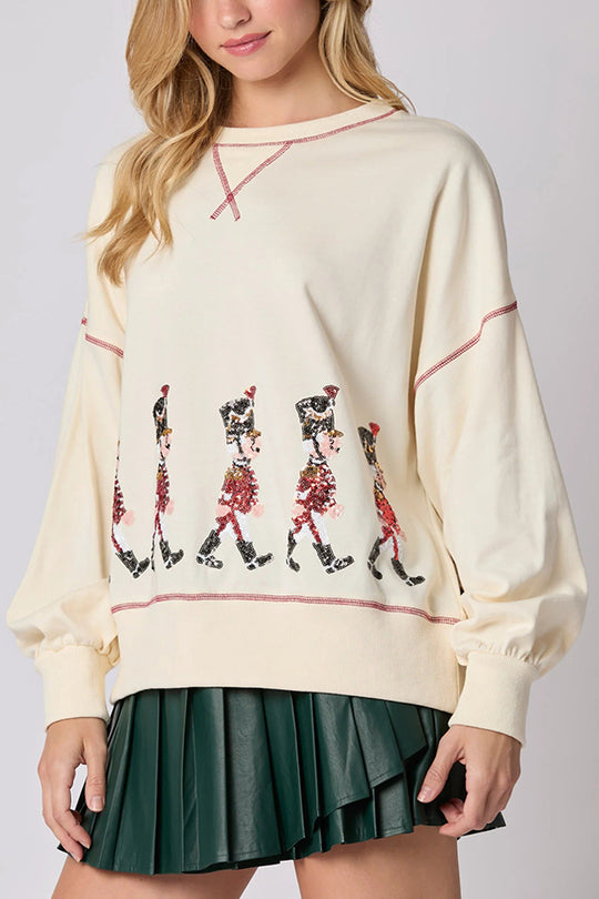 Mune | Christmas Soldier Sequins Long Sleeve Casual Sweatshirt
