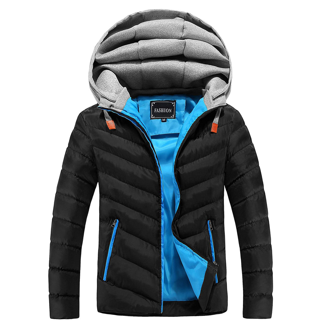 Men's Longer Ultra-light Quilted Coat with Contrast Lining, Padded Hood and Zipper Pockets Mune Fashion