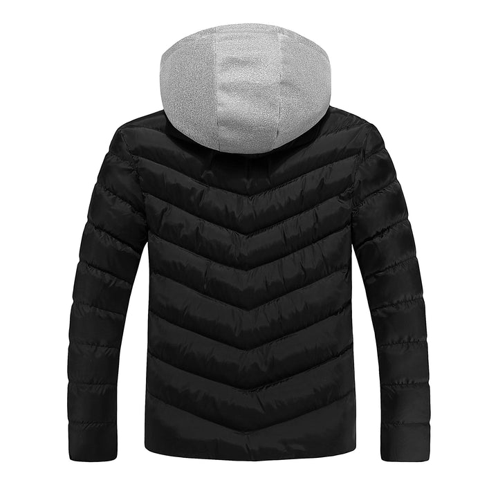 Men's Longer Ultra-light Quilted Coat with Contrast Lining, Padded Hood and Zipper Pockets Mune Fashion