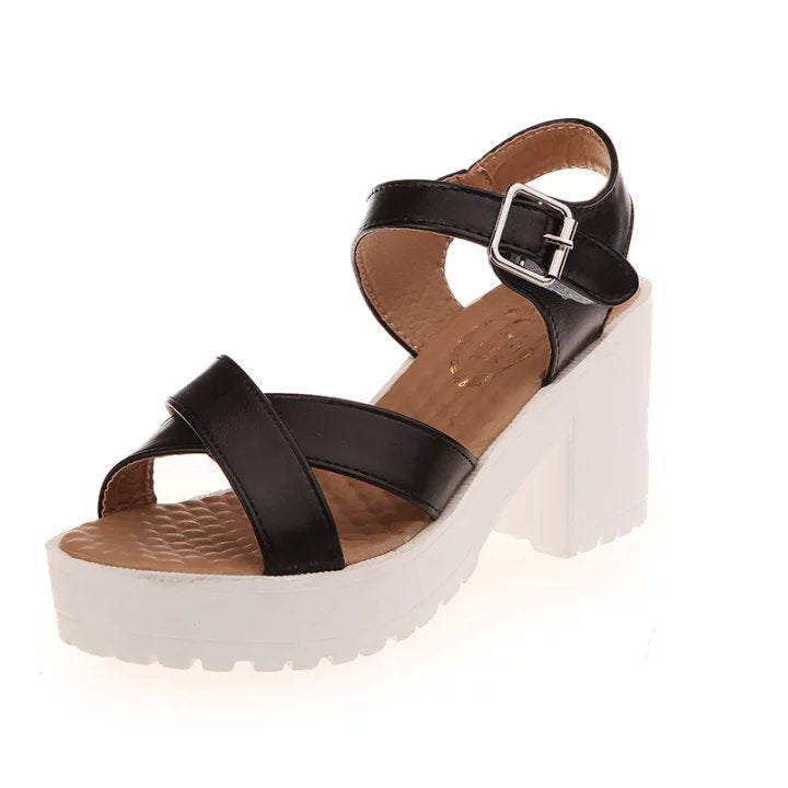 Women's flat sandals with padded honeycomb footbed, crossed comfort straps and sturdy profile block sole Mune Fashion