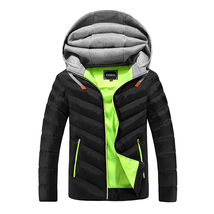 Men's Longer Ultra-light Quilted Coat with Contrast Lining, Padded Hood and Zipper Pockets Mune Fashion