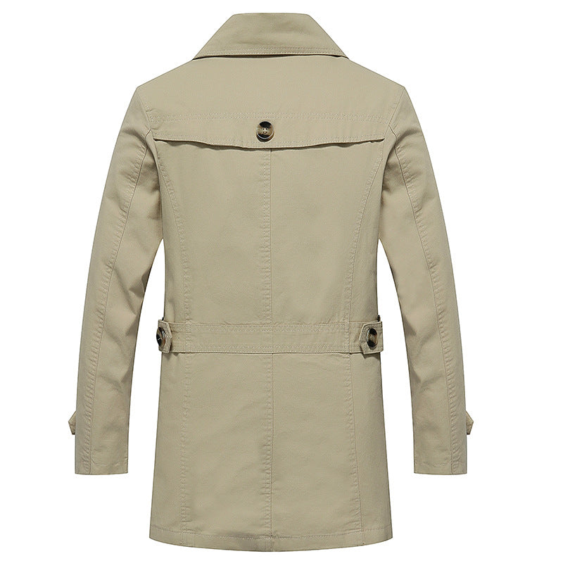 Men's lightweight cotton trench coat with lapel collar, shoulder epaulets, contrasting inner lining, and concealed button placket Mune Fashion
