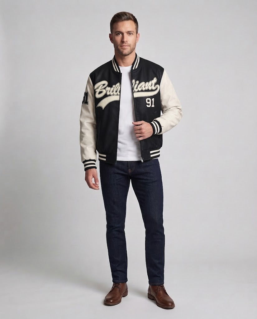 Men's Elegant Bomber Jacket with Embroidered Design Mune Fashion