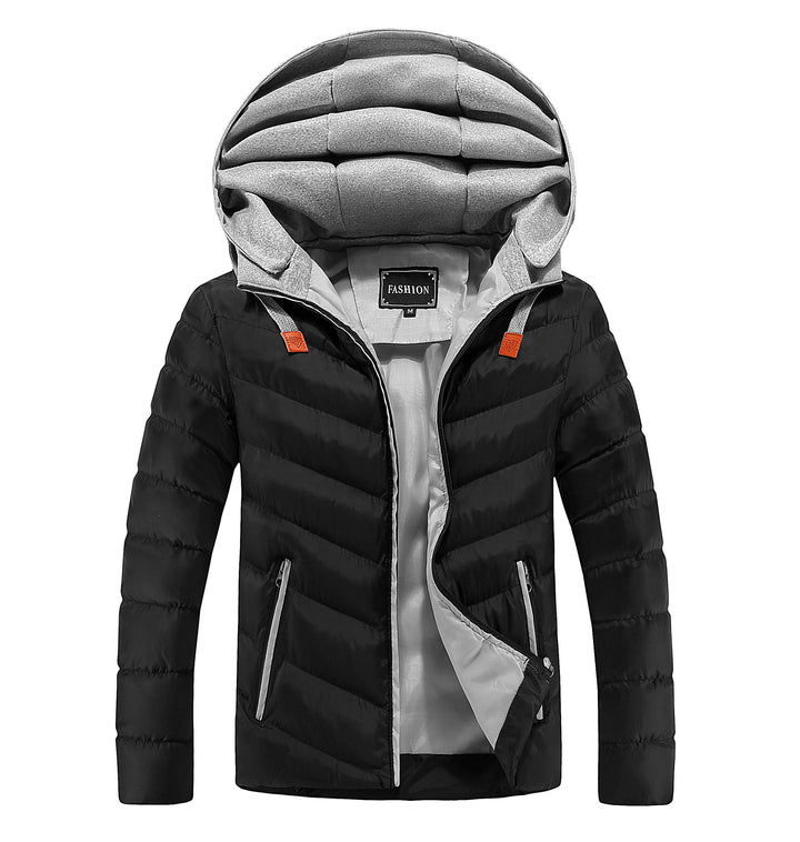 Men's Longer Ultra-light Quilted Coat with Contrast Lining, Padded Hood and Zipper Pockets Mune Fashion