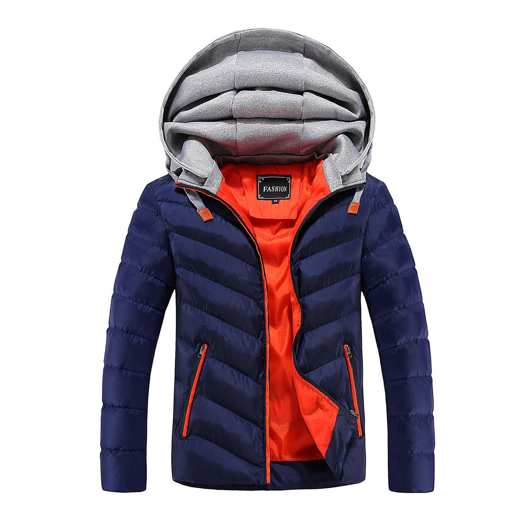 Men's Longer Ultra-light Quilted Coat with Contrast Lining, Padded Hood and Zipper Pockets Mune Fashion