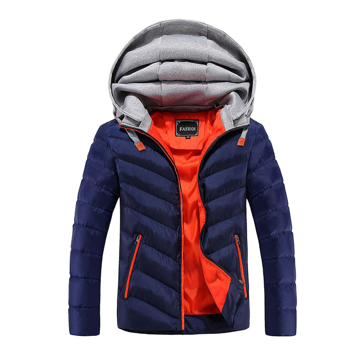 Men's Longer Ultra-light Quilted Coat with Contrast Lining, Padded Hood and Zipper Pockets Mune Fashion