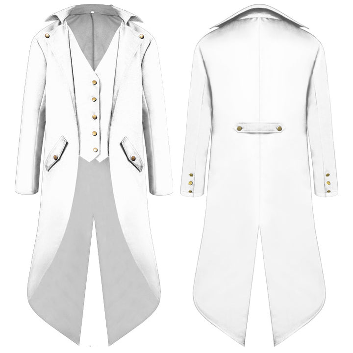 Men's elegant tailcoat with asymmetric swallowtail, integrated vest insert and decorative metal buttons Mune Fashion