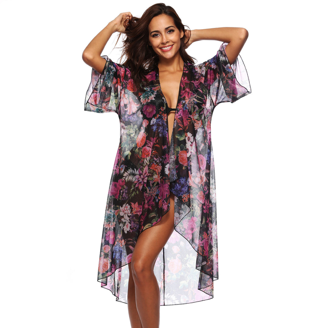 Women's air beach kimono with floral design Mune Fashion