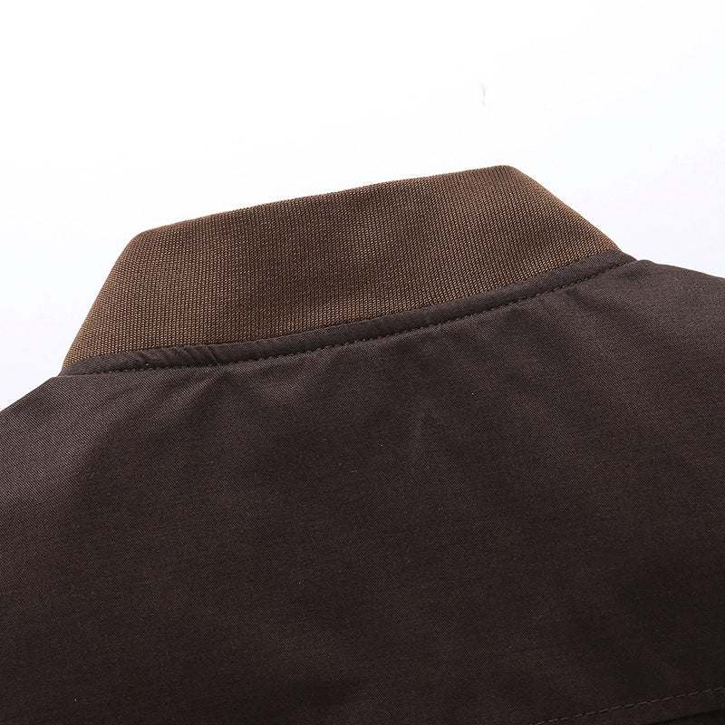 Men's College Bomber Jacket with Snap Button Placket, Contrast Trim, and Lightweight Lining Mune Fashion