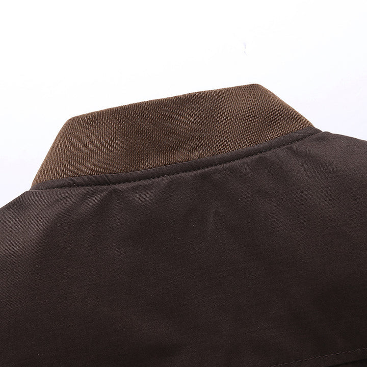 Men's College Bomber Jacket with Snap Button Placket, Contrast Trim, and Lightweight Lining Mune Fashion