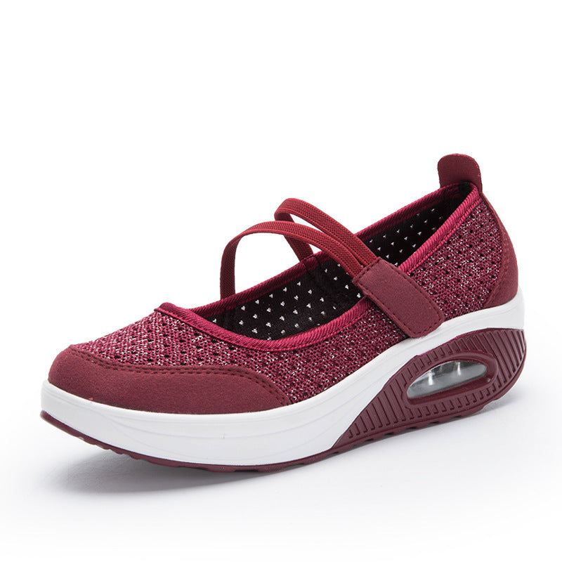 Women's nan strap comfort sneakers with breathable knitted upper, hook and loop fastening and visible air chamber midsole Mune Fashion