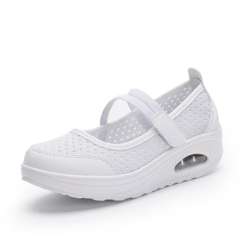 Women's nan strap comfort sneakers with breathable knitted upper, hook and loop fastening and visible air chamber midsole Mune Fashion